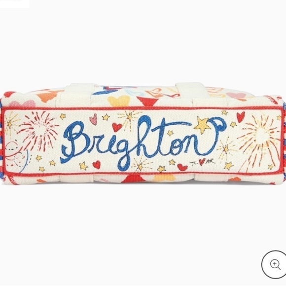 Brighton Red White And You Heart Firework Canvas Mini Tote Crossbody Strap NWT - Picture 6 of 12